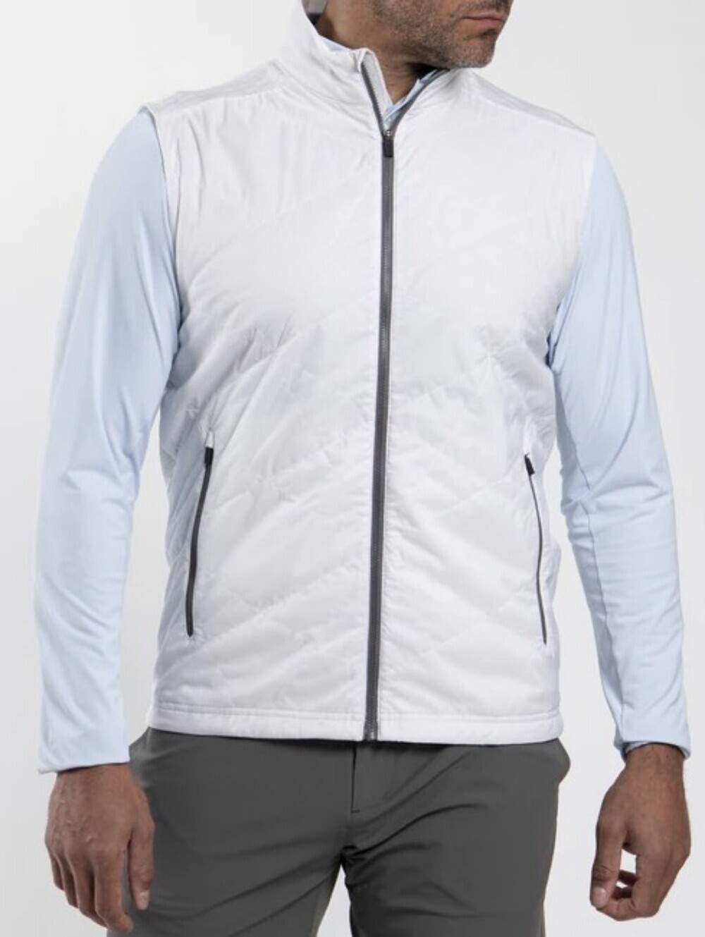 Kjus Men's Retention Vest White Large Water Repellent Lightweight GOLF Zip